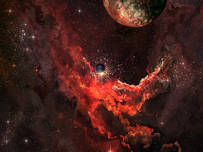 Crimson Nebula cosmos nebula planets space stars universe