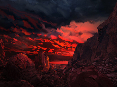 Red Sunset clouds landscape red rocks sky sunset