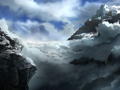 Skyland blue clouds environment ice landscape mountain sky snow