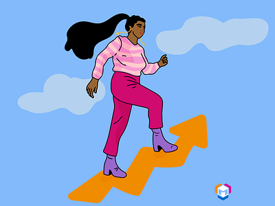 Climbing up colorful digital illustration illustration powerful woman illustration