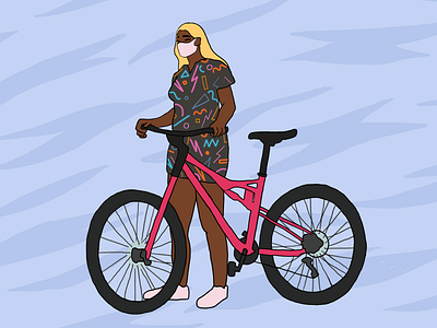 Biking colorful colorpalette digital illustration graphic design illustration woman illustration