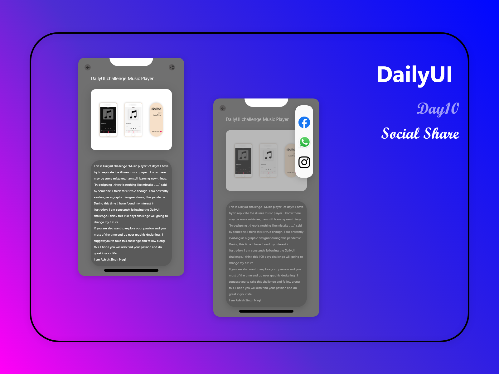 Social Share UI by ASHISH SINGH NEGI on Dribbble