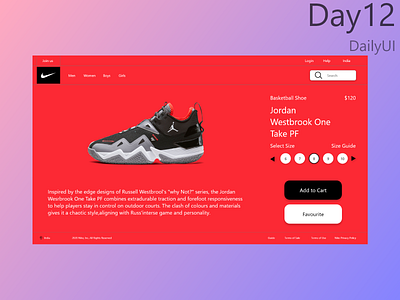 E-Commerce Shop(Single page) 100 daily ui 100days basketballshoe dailyui day12 e commerce shop ecommerce illustraion jordanwestbrook jordanwestbrook nike red vector web web design webdesign website