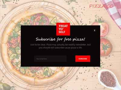 POP-UP / OVERLAY dailyui email free overlay pizza popup subscribe web