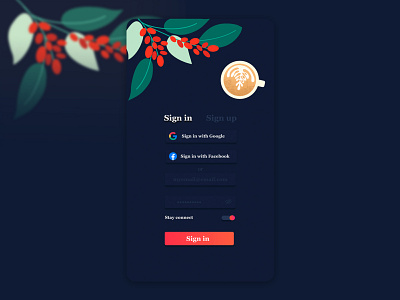 Daily Ui - Coffee shop/Sign in app design coffee app coffee shop coffee shop ui daily daily ui illustration sign in sign up ui