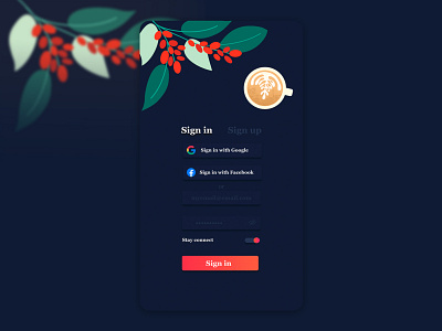 Daily Ui - Coffee shop/Sign in