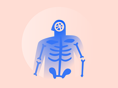 Hello Dribbble! blue body bones design flat icon illustration people pink vector
