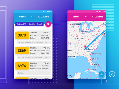Flights ✈ dailyui destinations map mobile screen tickets ui user interface 📍