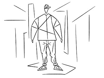 figure cartoon character fashion figure geometric handdrawn illustration man modern quirky