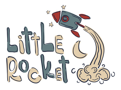 Little Rocket. Kids print illustration vector.