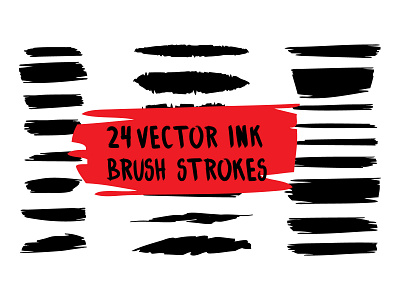 24 vector brush ink strokes.