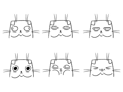 Faces of cats with different emotions. animal cartoon cat cat illustration character cute doodle emotion face funny hand drawn illustration quirky sketch vector