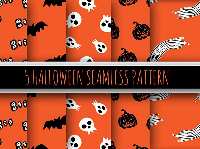 Halloween seamless pattern set. bat boo design doodle ghost halloween pattern seamless skull skullpattern vector