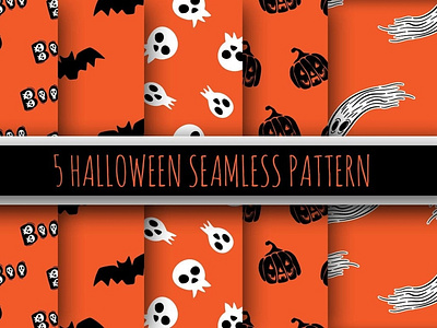 Halloween seamless pattern set.