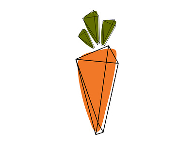 Carrot. Flat vector illustration. abstract carrot concept design food geometric graphic green illustration isolated line modern nutrition object orange organic polygonal sign stylization stylized