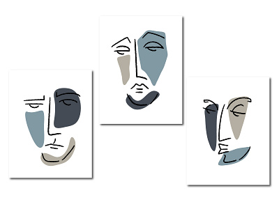 Set of modern abstract faces. abstract abstract face art contour creative decorative design face fashion graphic hand drawn head illustration line minimalist modern modern face outline people person