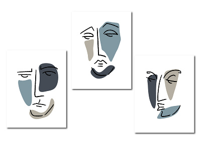 Set of modern abstract faces.