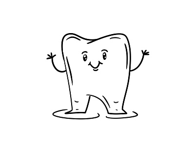 Cute little tooth cartoon character doodle funny hand drawn handdrawn illustration little tooth