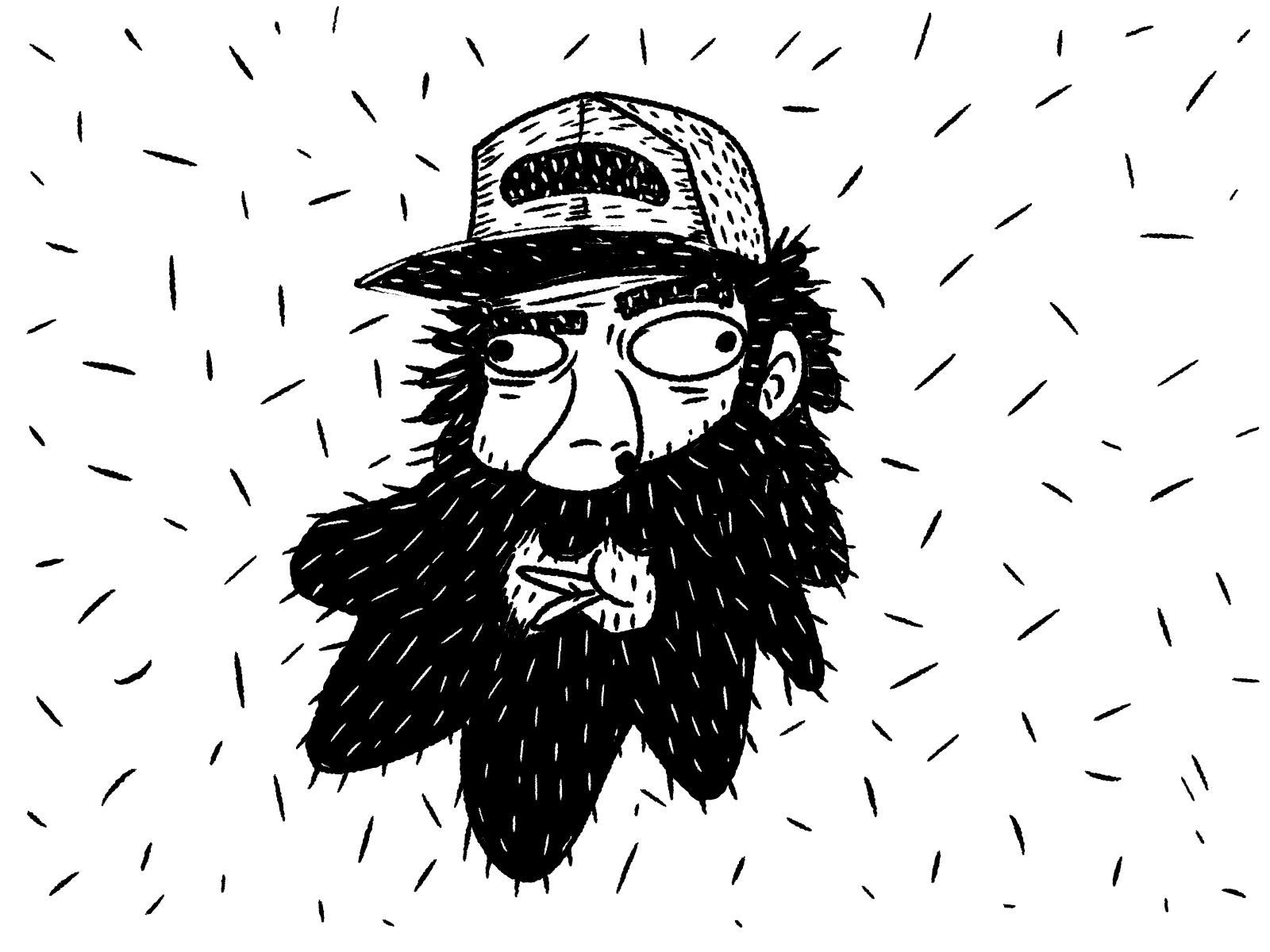 Bearded man in a cap. beard bearded black cartoon character doodle face illustration male man quirky