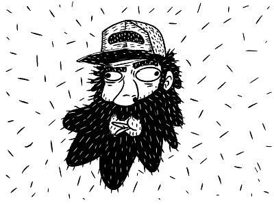 Bearded man in a cap. beard bearded black cartoon character doodle face illustration male man quirky