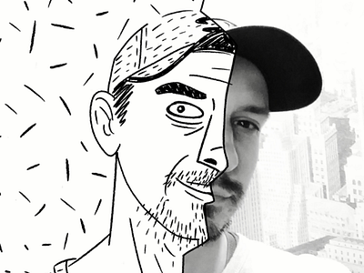 Toonme art cartoon doodle face hand drawn male portrait selfie