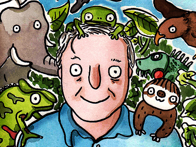 Sir David Attenborough watercolour