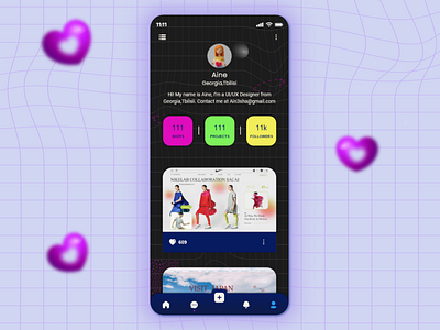 User profile💜 3d aplication design app apple application daily dailyui design app designe designer figma figma design graphic design iphone 12 pro minimal user user profile vector xd