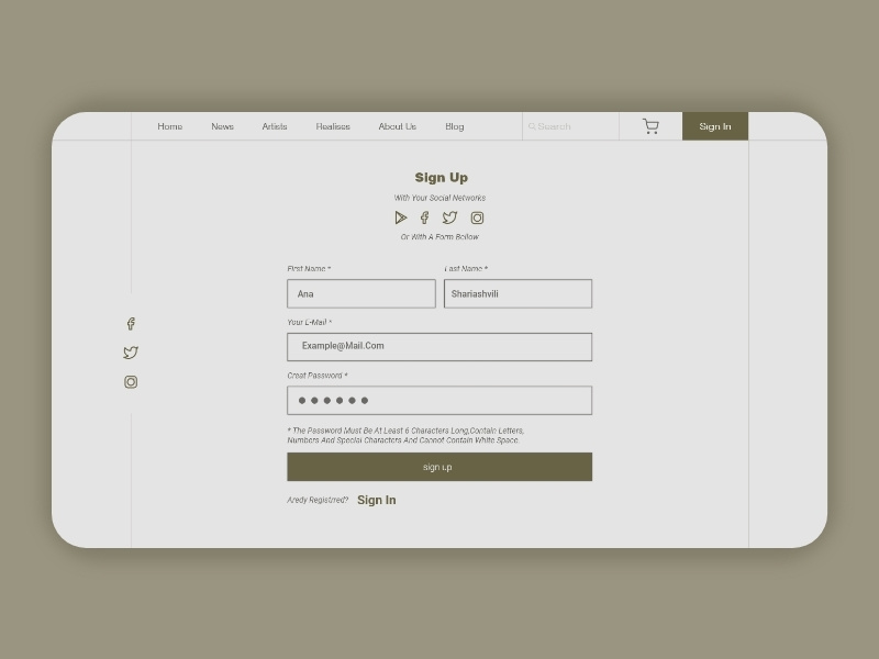 sign up ui ux