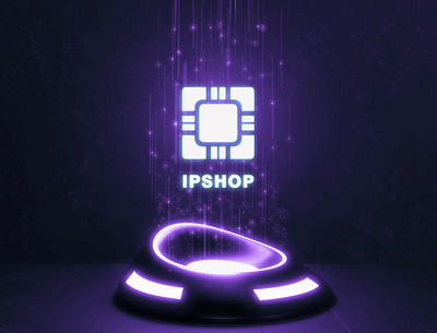 IP Shop Logo Mockup Design brandbook branding design graphic design illustrator ip logo logo design logo designer logo maker mark minimal mockup neon photoshop purple shop technology vector