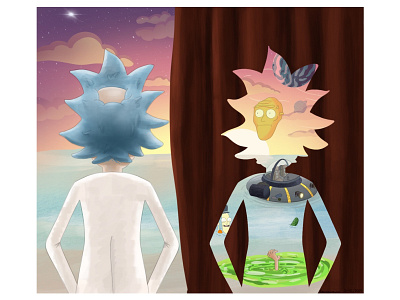 Decalcomania art decalcomania magritte rick e morty