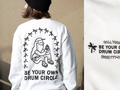 Drum Circle Crew call today crew neck drum circle hippy shit palm tree screenprint shirt yoga
