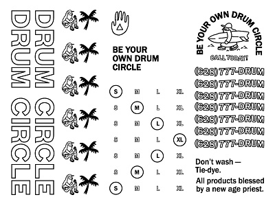 Drum Pasteboard 021817 be your own drum circle cult new age priest slap tag stickers surf surfing tie dye yoga