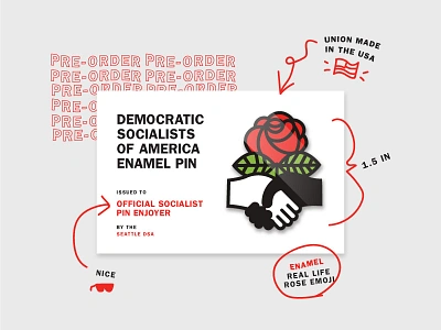 DSA pin 🌹 democratic socialism dsa enamel pin 🌹