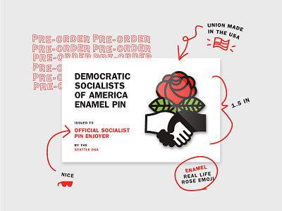 DSA pin 🌹 democratic socialism dsa enamel pin 🌹