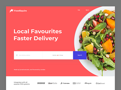 FoodSquire Landing page concept behance delivery delivery app design designinspiration dribbble food foodapp fooddelivery graphicdesign minimal minimalwebsite restaurant app ui uidesign uiux userinterface ux uxdesign webdesign