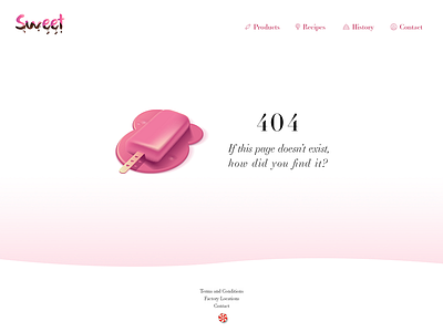 404 Error Page - Daily UI #008 404 candy dailyui error pink serif