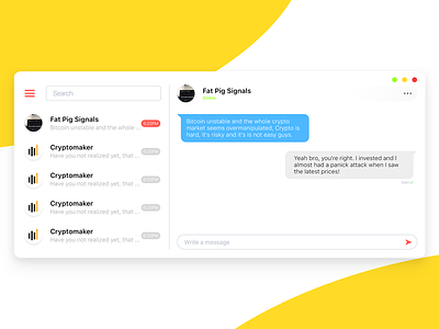 Cryptocurrency Chat Platform - Daily UI #013 bitcoin chat crypto cryptocurrency dailyui ethereum signals