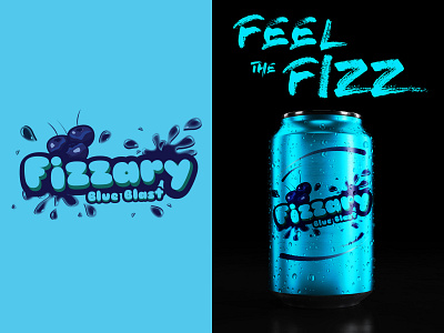 Fizzary - Blue Blast graphic design logo logo design logotype packaging soda soda can