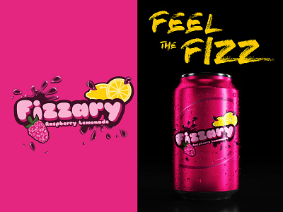 Fizzary - Raspberry Lemonade graphic design logo logo design logotype packaging soda soda can