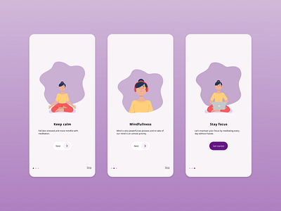 Onboarding - Meditation App 10ddc app daily challange figma illustration mobile app design mobile ui ui ui design ui designs ux walktrough