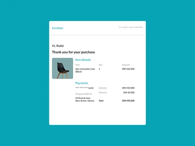 Email Receipt - DailyUI #017 daily challange daily ui daily ui challenge email receipt figma mobile ui ui design