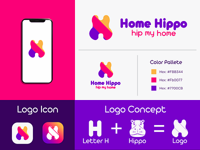 Home Hippo hippo letter h logo logo animal logomark minimalist logo modern