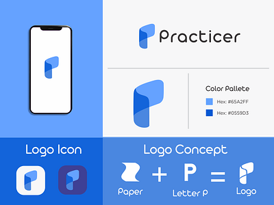 Practicer aplication letter p logo modern practice technology