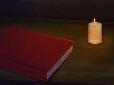 Illuminated Book book candle desk