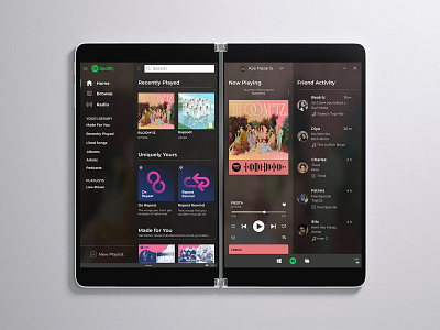 Spotify for Windows 10X Concept design music app redesign spotify ui user interface