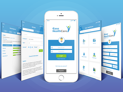 Ease HealthCare App Design UI design healthcare illustration mobile app design mobile ui ui ux