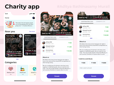 Charity app IOS adobe android appdesign art behance charity crowdfunding design donation dribbble invite ios mobile ui uiux ux uxui