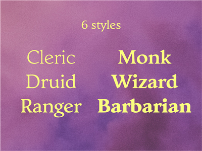 6 styles of Avona Serif clouds fantasy font font design game magic nerd purple serif serif font serif typeface type design type designer typedesign typeface ui yellow