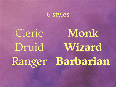 6 styles of Avona Serif