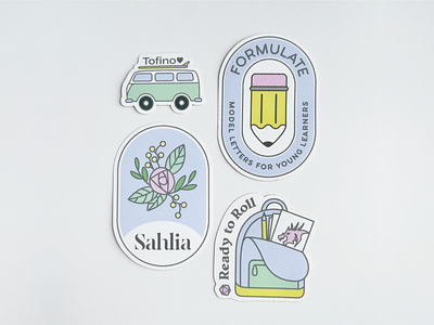 One Year of Alanna Munro Type Foundry Sticker Set backpack floral flowers illustration pencil sticker tofino van vector
